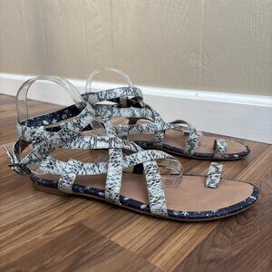 Cabi Leather Athena Snakeskin Gladiator Sandals